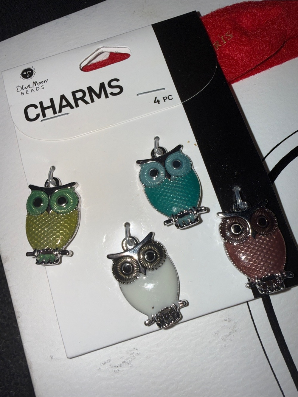 Owl Charms - Green, Teal, White, Brown (4 Pack)
